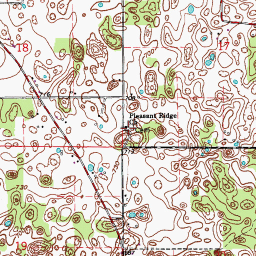 Topographic Map of Pleasant Ridge Church, IN