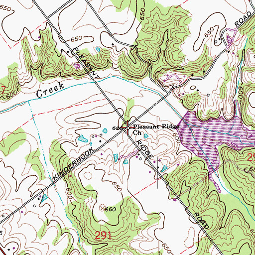 Topographic Map of Pleasant Ridge Church, IN