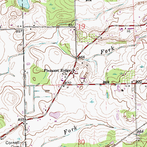Topographic Map of Pleasant Ridge Church, IN
