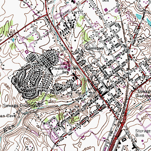 Topographic Map of Pleasant Ridge Elementary School, IN