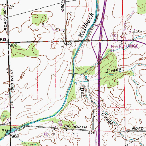 Topographic Map of Pleasant Run Creek, IN