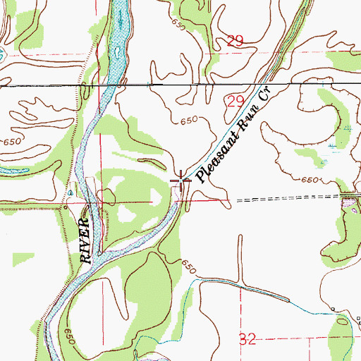 Topographic Map of Pleasant Run Creek, IN
