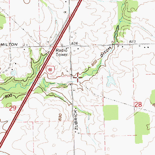 Topographic Map of Pleasant Run Ditch, IN