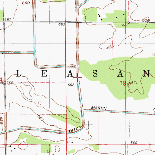 Topographic Map of Pleasant Township Ditch, IN