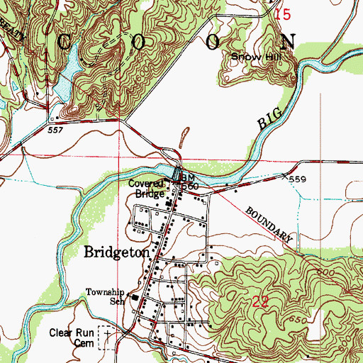 Topographic Map of Pleasant Valley, IN