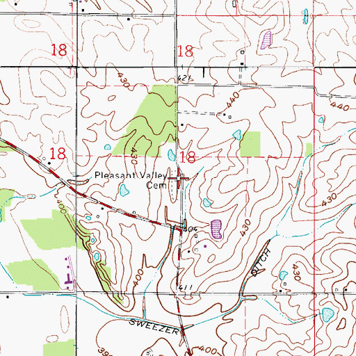 Topographic Map of Pleasant Valley Cemetery, IN