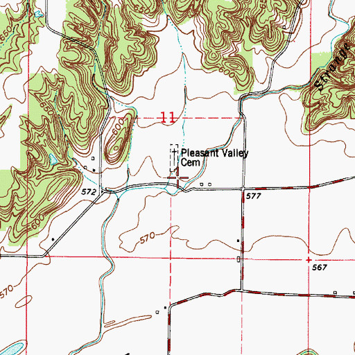 Topographic Map of Pleasant Valley Church, IN