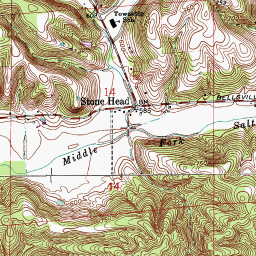 Topographic Map of Pleasant Valley Creek, IN