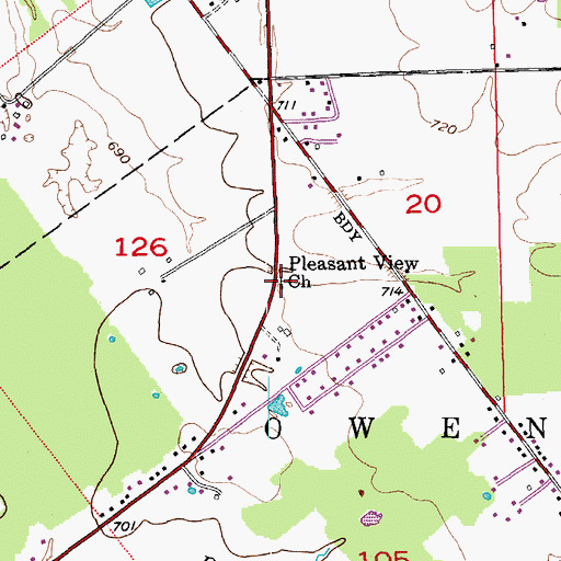 Topographic Map of Pleasant View Church, IN