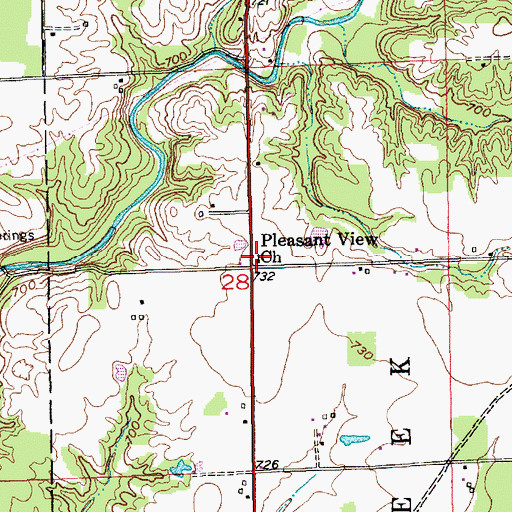 Topographic Map of Pleasant View Church, IN