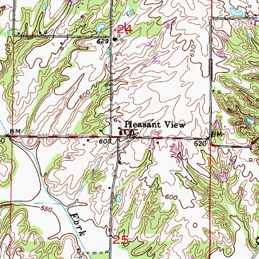 Topographic Map of Pleasant View Church, IN