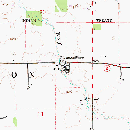 Topographic Map of Pleasant View Church, IN