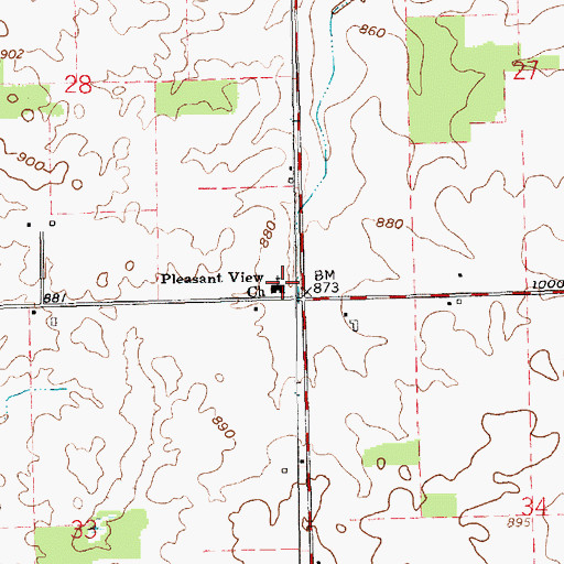 Topographic Map of Pleasant View Church, IN