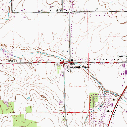 Topographic Map of Pleasant View Church, IN