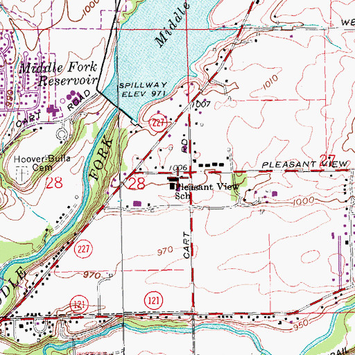 Topographic Map of Pleasant View Junior High School, IN