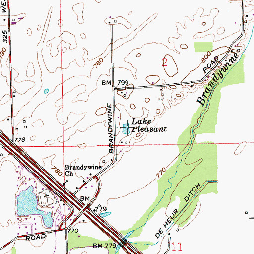Topographic Map of Lake Pleasant, IN