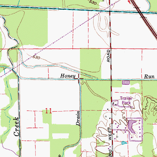Topographic Map of Plow Drain, IN