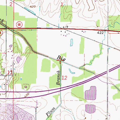 Topographic Map of Plum Branch, IN