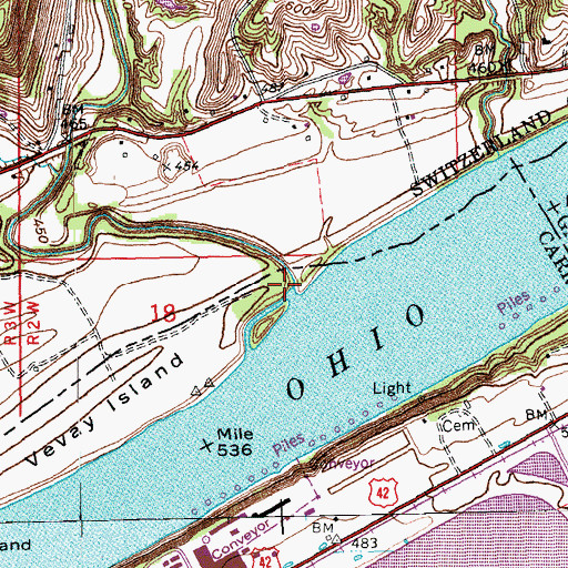 Topographic Map of Plum Creek, IN
