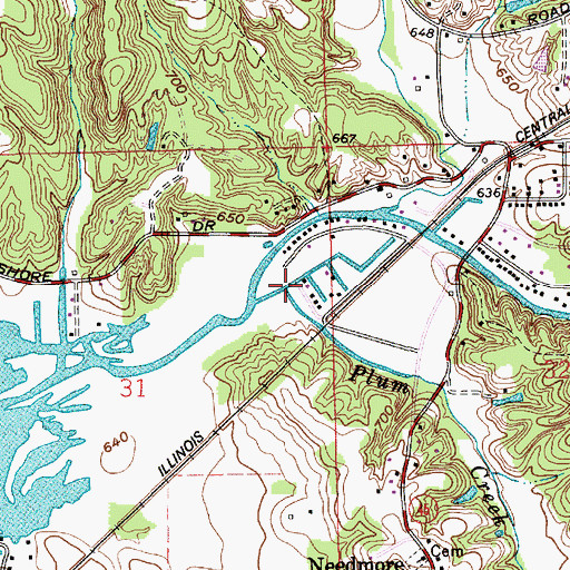 Topographic Map of Plum Creek, IN