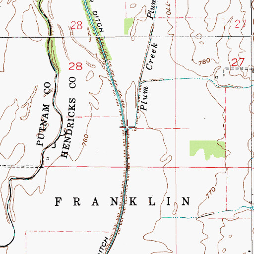 Topographic Map of Plum Creek, IN