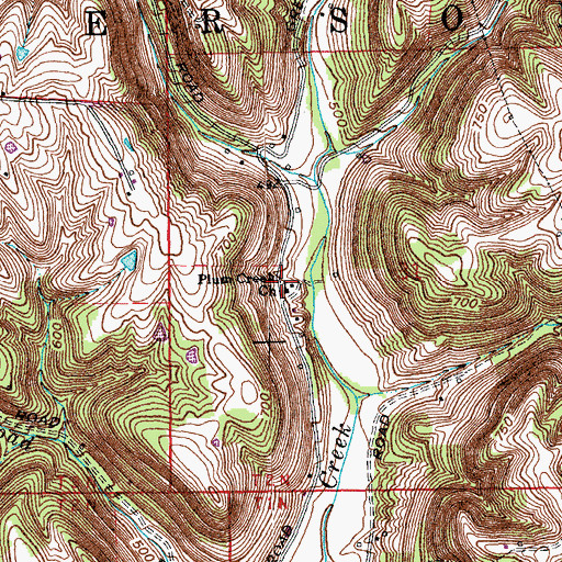 Topographic Map of Plum Creek Church, IN