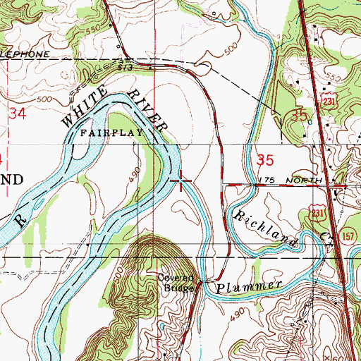 Topographic Map of Plummer Creek, IN