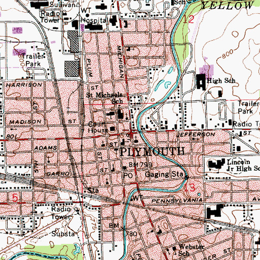 Topographic Map of Plymouth, IN
