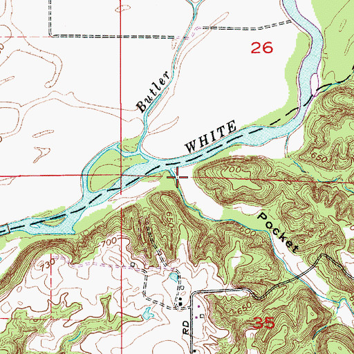 Topographic Map of Pocket Hollow, IN