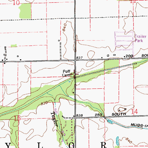 Topographic Map of Poff Cemetery, IN