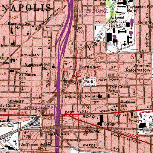 Topographic Map of Pogues Run, IN