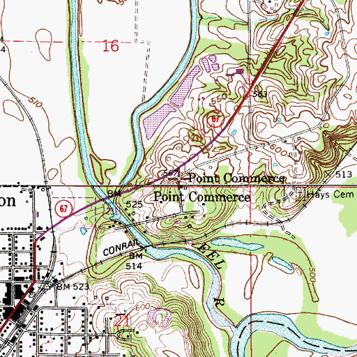 Topographic Map of Point Commerce, IN