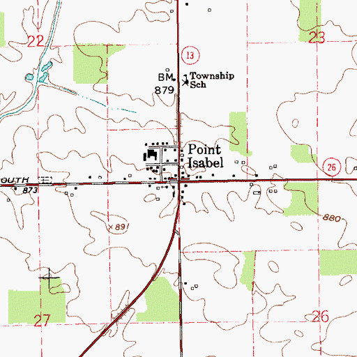 Topographic Map of Point Isabel, IN