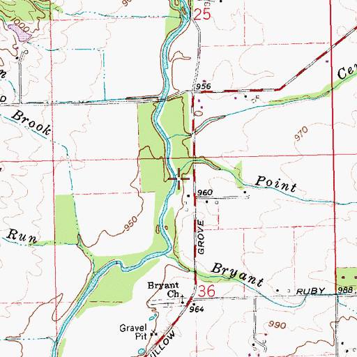Topographic Map of Point Run, IN