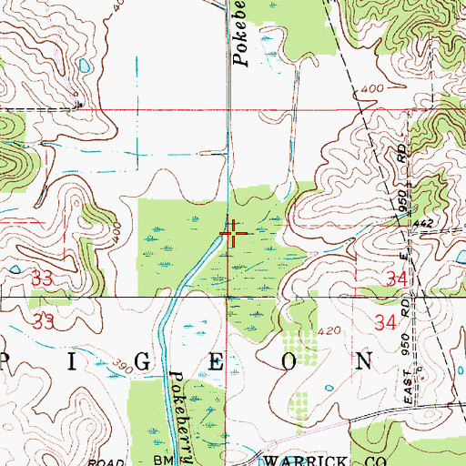 Topographic Map of Pokeberry Creek, IN