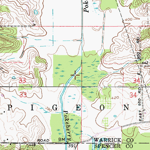 Topographic Map of Pokeberry Ditch, IN