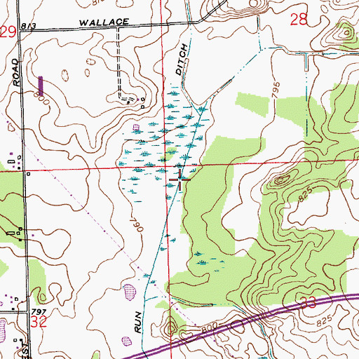 Topographic Map of Pole Run Ditch, IN