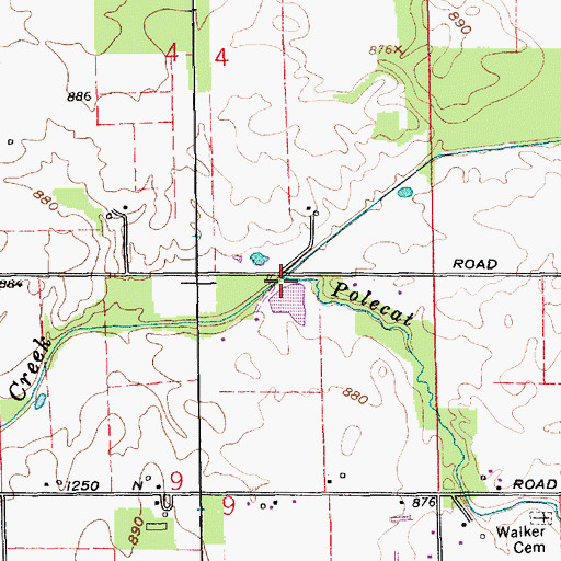Topographic Map of Polecat Creek, IN