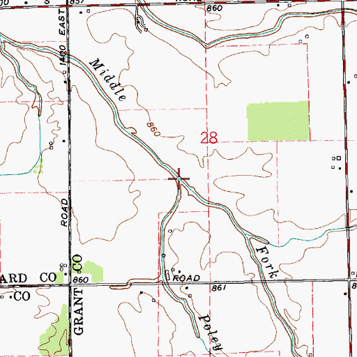 Topographic Map of Poley Walk, IN