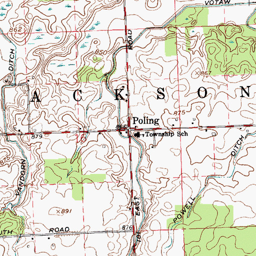 Topographic Map of Poling, IN
