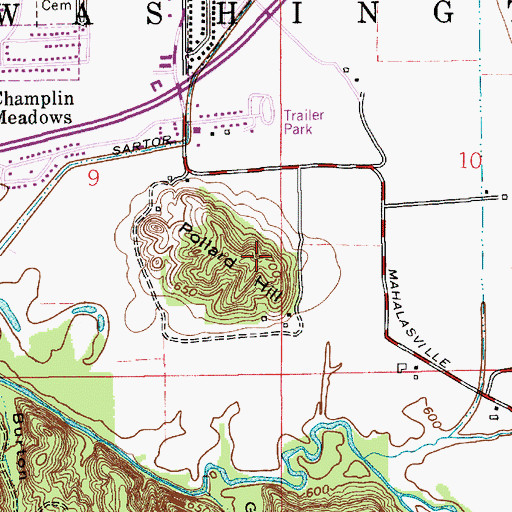 Topographic Map of Pollard Hill, IN