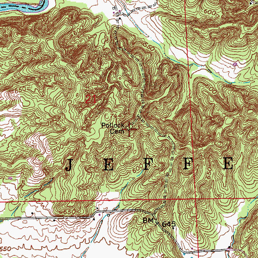 Topographic Map of Pollock Cemetery, IN