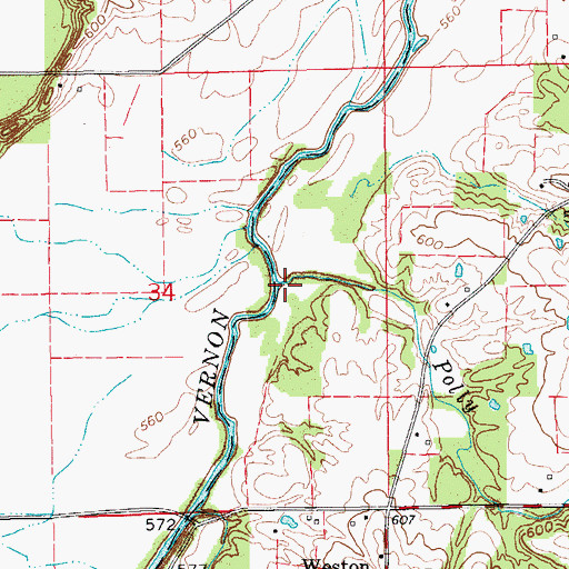 Topographic Map of Polly Branch, IN