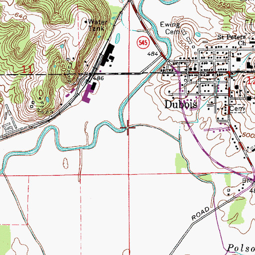 Topographic Map of Polson Creek, IN