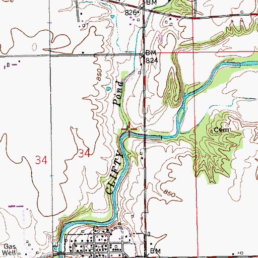 Topographic Map of Pond Branch, IN