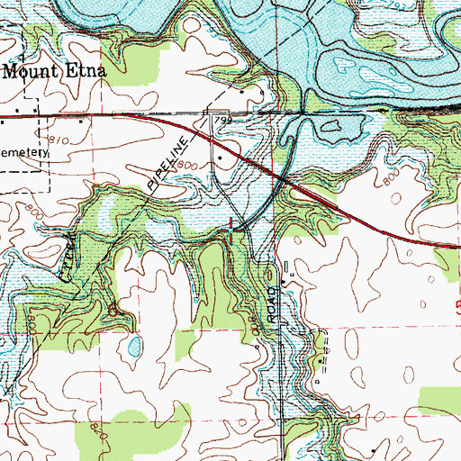 Topographic Map of Pond Creek, IN