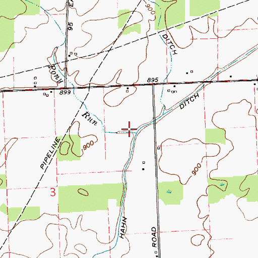 Topographic Map of Pony Run, IN