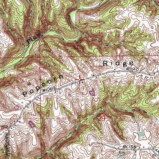Topographic Map of Popcorn Ridge, IN