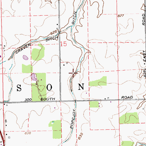 Topographic Map of Popejoy Ditch, IN