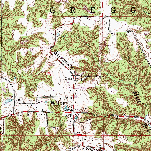 Topographic Map of Poplar Grove Church, IN